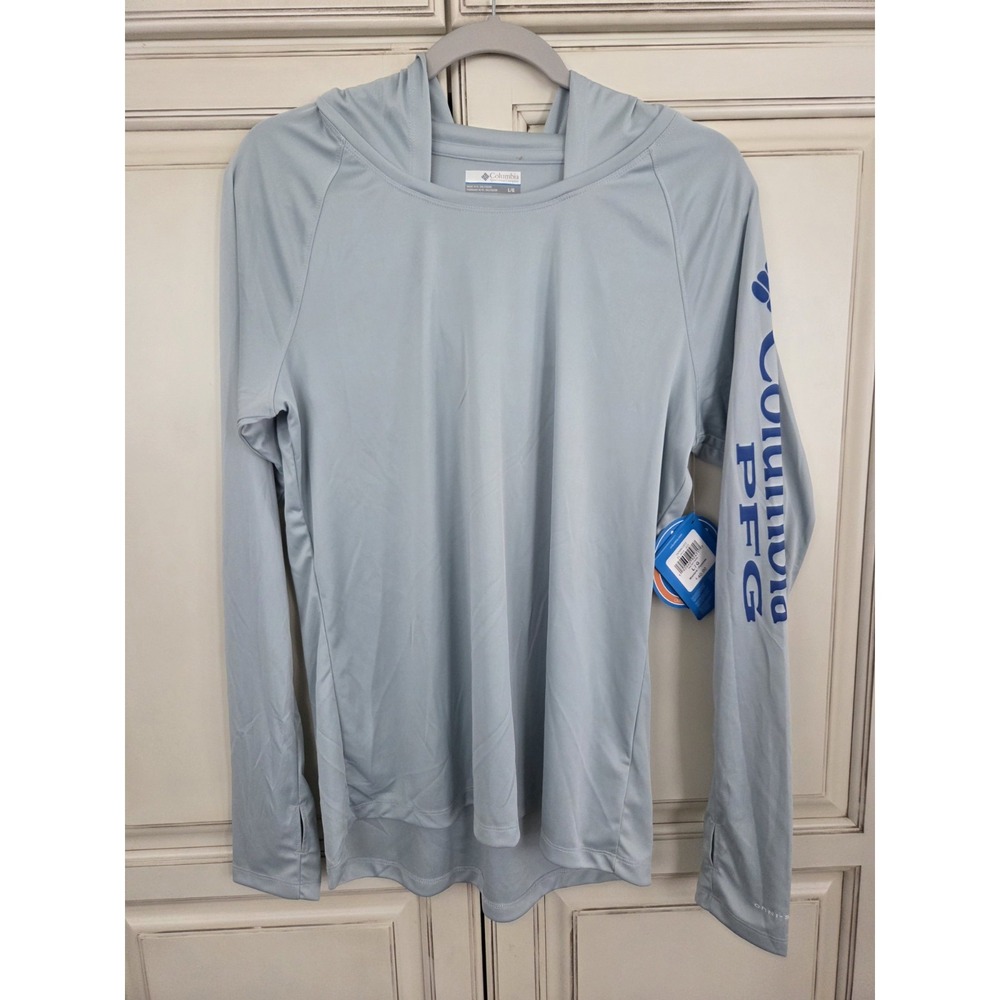 Columbia Pfg Tidal Tee Hoodie Women's Lg Omni Shade Wick Long Sleeve